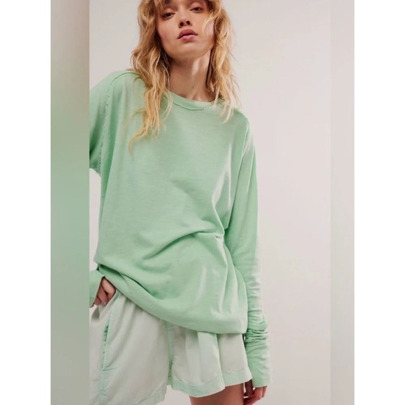 Free People Tops - NWT We The Free People Arden Tunic Womens Green Oversized Slub Cotton
